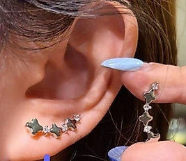 Vip Kalite Yonca Taşlı Çoklu Küpe