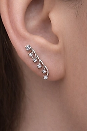 Zirkon Taşlı Zarif Sıralı Taş Tasarım Küpe