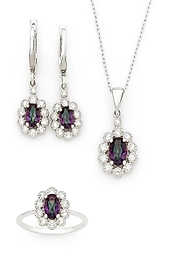 925 Ayar Gümüş Mistik Topaz Taşlı Zarif Takı Seti