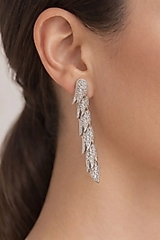 Balık Kuyruğu Işıltı Küpe Rodyum Kaplama(Gümüş)