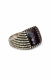 Faset Kesim Oniks Taşlı 925 Ayar Gümüş Erkek Yüzük