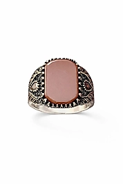 Akik Taşlı 925 Ayar Gümüş Erkek Yüzük