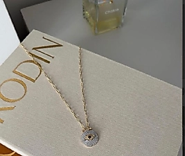 Göz Figürlü Full Taşlı 14K VIP Kolye