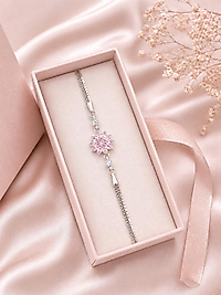 925 Ayar Gümüş Pembe Lotus Çiçeği Bileklik