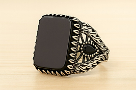 Oniks 925 Ayar Gümüş Erkek Yüzük | Sihirli Eller Accessory