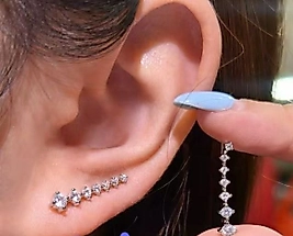 Vip Kalite Sıralı Taşlı Küpe | Şık ve Zarif Kadın Küpe Hediye