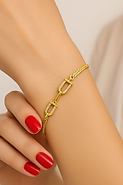 925 Ayar Gümüş Altın Kaplama Lüks Zincir Model Bileklik