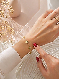 14K VIP Yonca Detaylı Bileklik