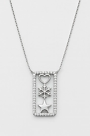 Sihirli Şans Kolyesi – Kalp, Yıldız ve Kar Tanesi Detaylı 925 Ayar Gümüş