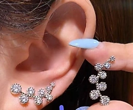 Vip Kalite Çoklu Taşlı Ear Climber Küpe