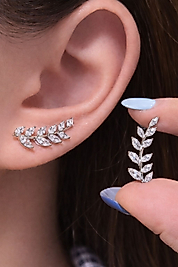 Vip Kalite Çoklu Taşlı Yaprak Ear Climber Küpe