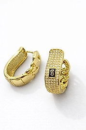 Aurielle Taş İşlemeli S Detaylı Zarif Küpe