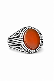 Akik Taşlı 925 Ayar Gümüş Erkek Yüzük