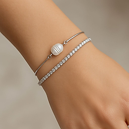 Zarif Işıltı 925 Ayar Gümüş  Bileklik